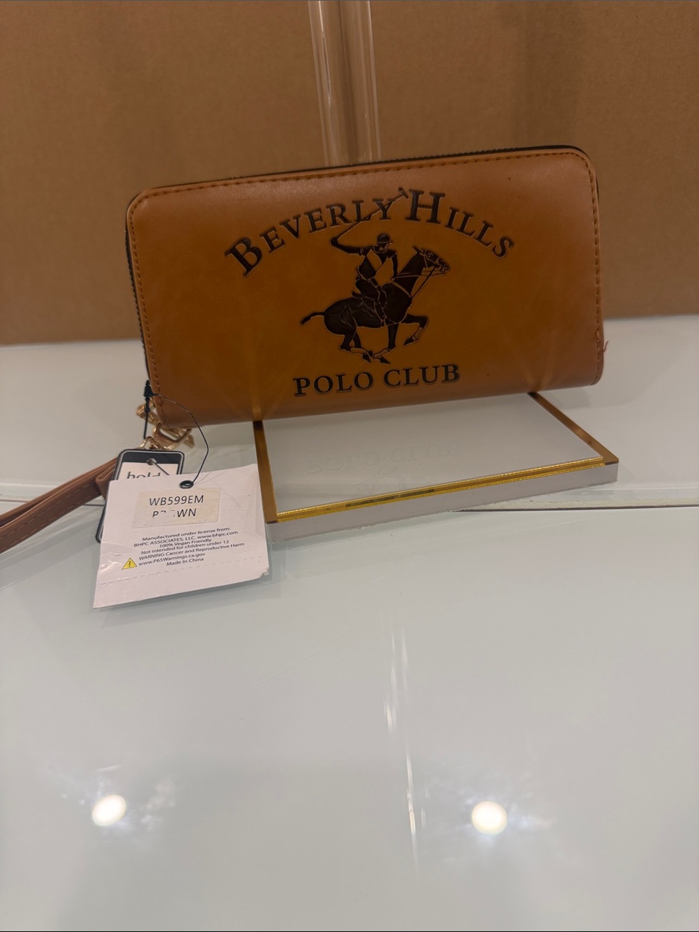Beverly Hills Polo Club Brown Zip-Around Men's Wallet with Wrist Strap